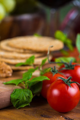 fresh tomatoes and basil herb
