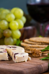 close view on cranberry white stilton cheese