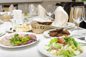 Empty glasses set in restaurant