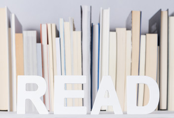 Word read with books background