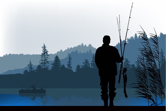 fisherman silhouette at morning