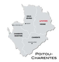 Naklejka premium simple administrative map of poitou-charentes