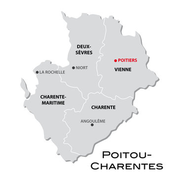 simple administrative map of poitou-charentes