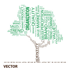 Vector conceptual tree word cloud