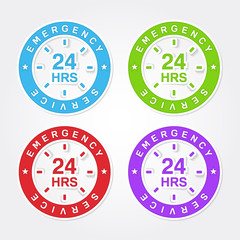 24 Hours Emergency Service Colorful Vector Icon Design