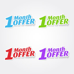 1 Month Offer Colorful Vector Icon Design