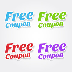 Free Coupon Colorful Vector Icon Design