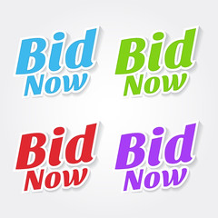 Obraz premium Bid Now Colorful Vector Icon Design