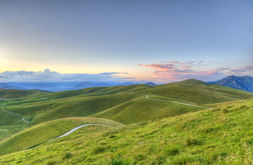 HDR view of sunset in Lessinia in Northern Italy.