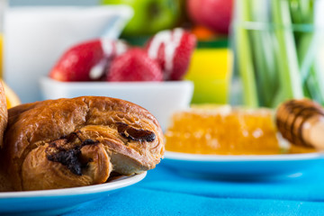 Continental breakfast on table