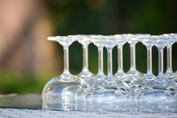 Empty wine glass upside down
