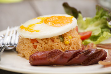 Fried Rice with Egg Bacon and Sausage