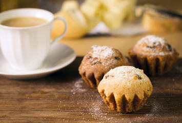 Breakfast: muffins and coffee