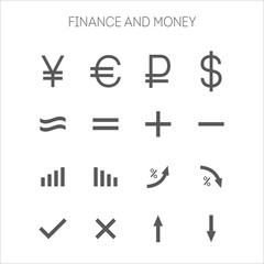 Collection of simple icons for business and finance