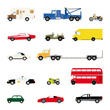 Automotive and transportation icons vector set