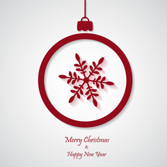 vector red christmas background. cut paper design.