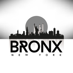 Bronx New York USA Skyline Silhouette Black vector - obrazy, fototapety, plakaty