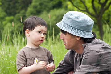 Father and child talking