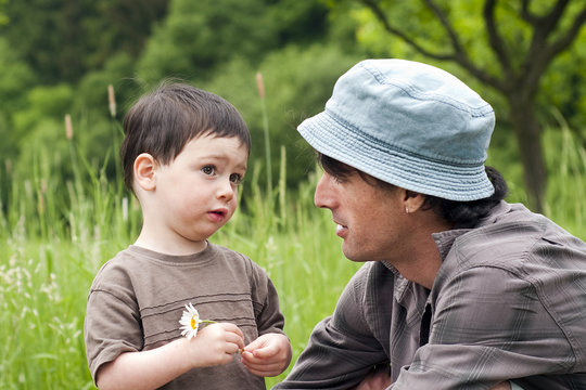 Father and child talking