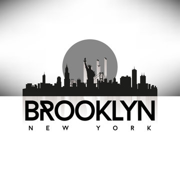 Brooklyn New York USA Skyline Silhouette Black vector