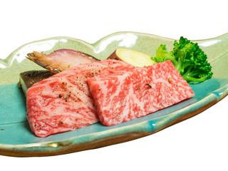 Tajima beef is quality beef in Japan isolated on white