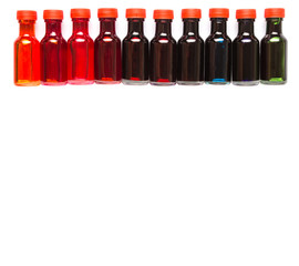 Different color variety of liquid food color additives 