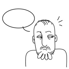 Simple sketch, incredulous bearded guy