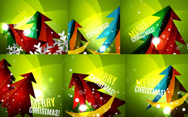 Set of colorful shiny Chrismas cards