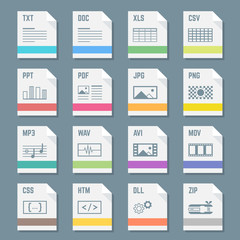 vector flat light colors file formats icons with symbols