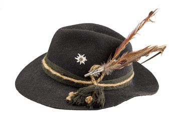 Tyrolean hat with a feather - obrazy, fototapety, plakaty