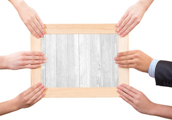 Hands holding frame