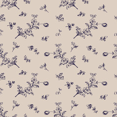 Seamless vintage floral pattern - 74733347