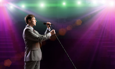 Businessman with microphone