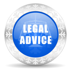 legal advice blue icon, christmas button, law sign