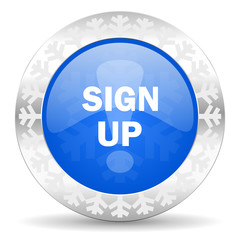 sign up blue icon, christmas button