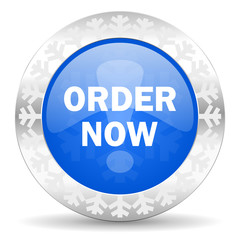 order now blue icon, christmas button