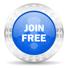 join free blue icon, christmas button