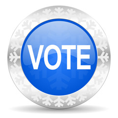 vote blue icon, christmas button