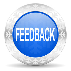 feedback blue icon, christmas button