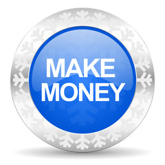 make money blue icon, christmas button