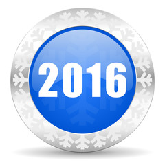 new year 2016 blue icon, christmas button, new years symbol