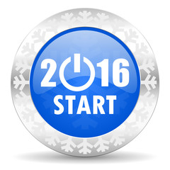 new year 2016 blue icon, christmas button, new years symbol