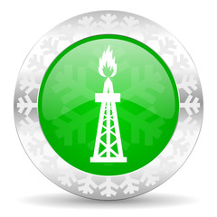 gas green icon, christmas button, oil sign