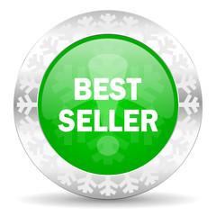 best seller green icon, christmas button