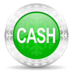 cash green icon, christmas button