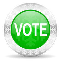 vote green icon, christmas button
