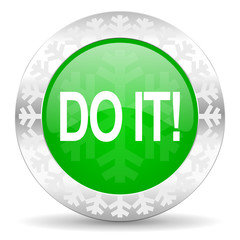 do it green icon, christmas button