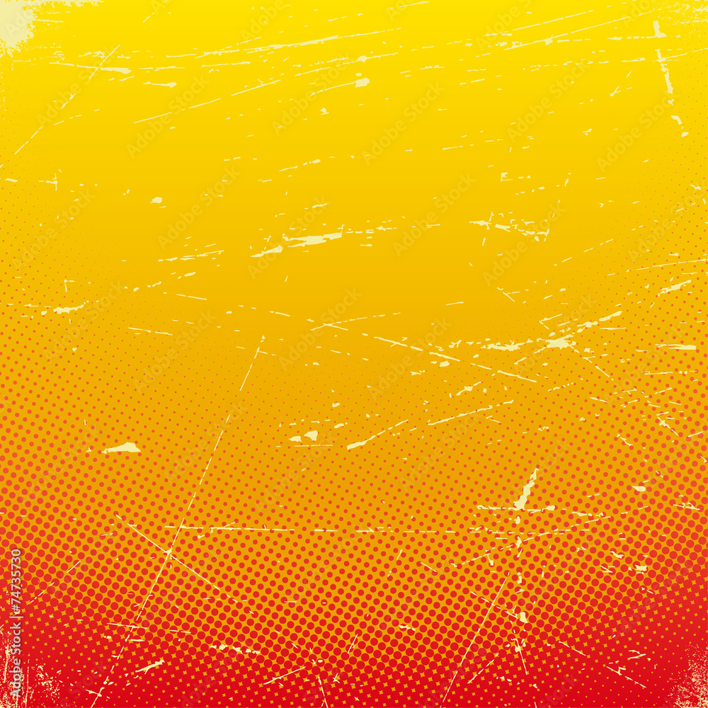Poster old scratched card with halftone gradient