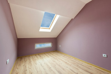 Empty blue room with windows and a door (includes clipping path)