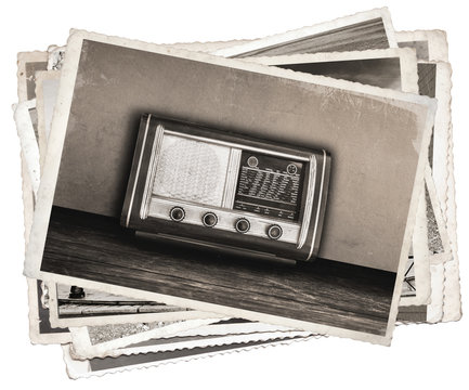 Black and white photos, Old photos Vintage fashioned radio